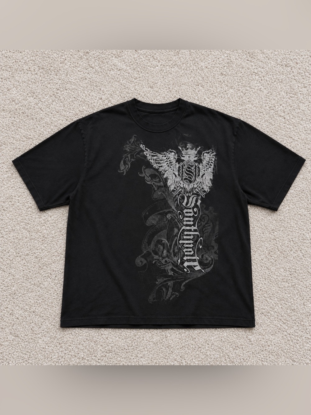 Gildan Black Graphic Winged Crest Short-Sleeve Tee